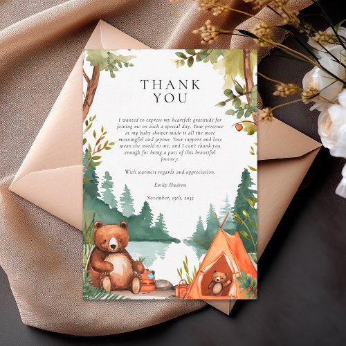 Camping Mountain Rustic Baby Shower Thank You Card