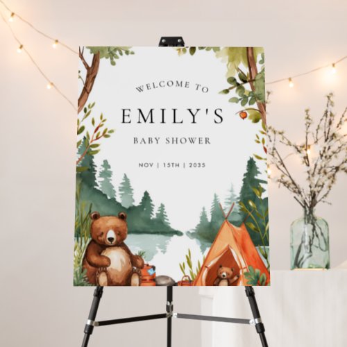 Camping Mountain Rustic Baby Shower Welcome Sign