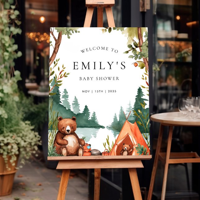 Camping Mountain Rustic Baby Shower Welcome Sign (Creator Uploaded)