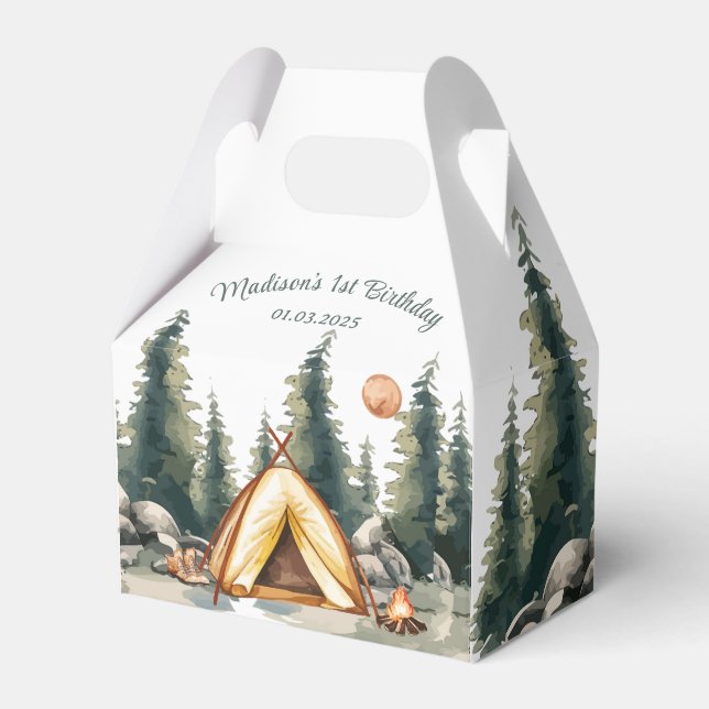 Camping Mountain Rustic Birthday Party  Favor Boxes (Front Side)
