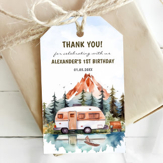 Camping Mountain Rustic Birthday Party  Gift Tags