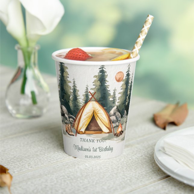 Camping Mountain Rustic Birthday Party  Paper Cups (Insitu)