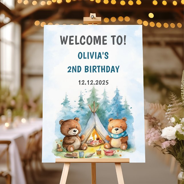 Camping Mountain Rustic Birthday Welcome Sign (Creator Uploaded)