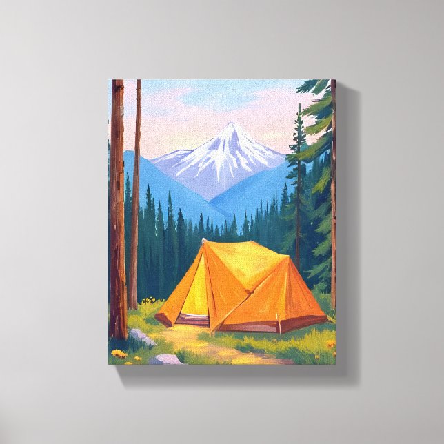 Camping Mountain Watercolor Canvas Print (Front)