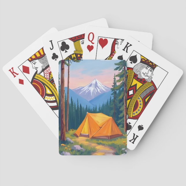 Camping Mountain Watercolor Poker Cards (Back)