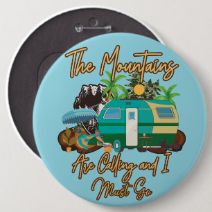 Camping, Mountains, Adventure, Wall Hanger Button