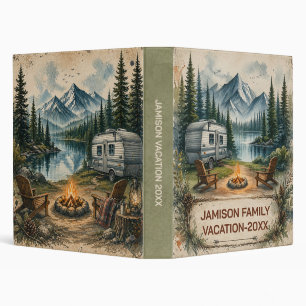Camping Mountains Lake Family Vacation 3 Ring Binder