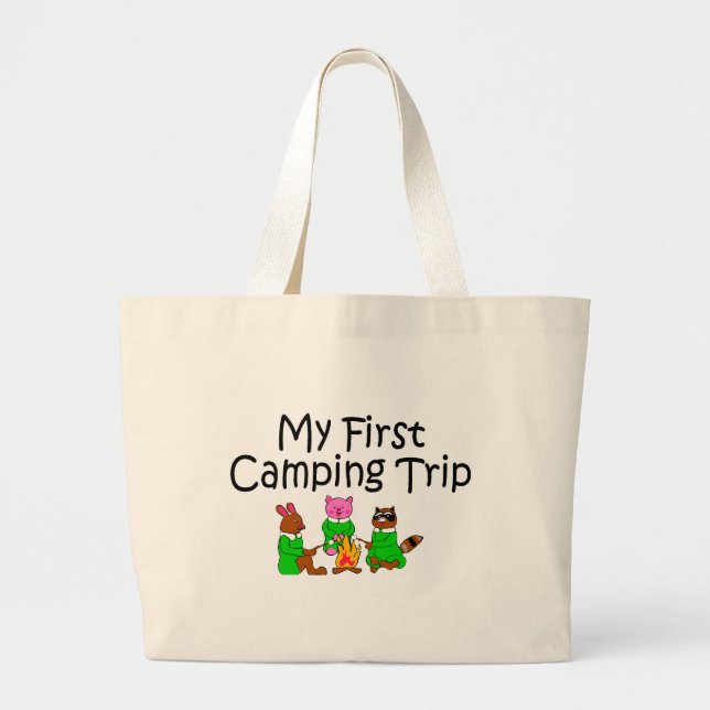 Camping My First Camping Trip Large Tote Bag (Front)