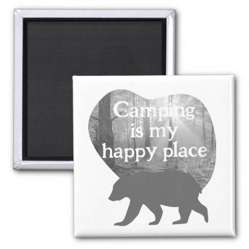 Camping my happy place black n white customizable  magnet