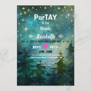 Camping Night Time Forest Wilderness Invitation