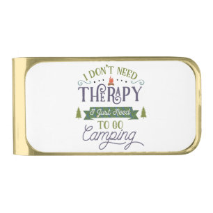 Camping Not Therapy Gold Finish Money Clip