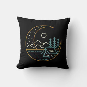 Camping on the Moon Throw Pillow