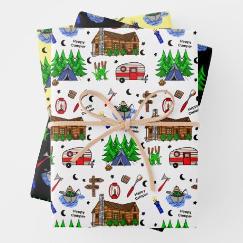 Camping or Midwest Themed Birthday Wrapping Paper Sheets