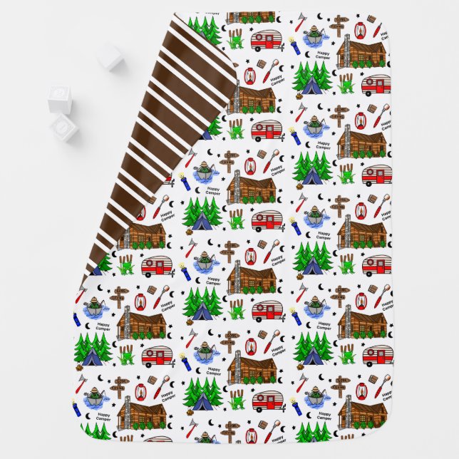Camping or Midwest Themed  Happy Camper   Baby Blanket (In Situ)