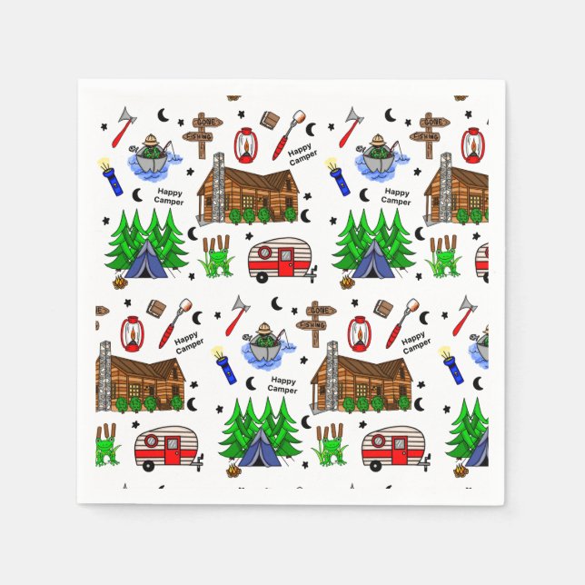 Camping or Midwest Themed  Happy Camper Birthday   Napkins (Front)