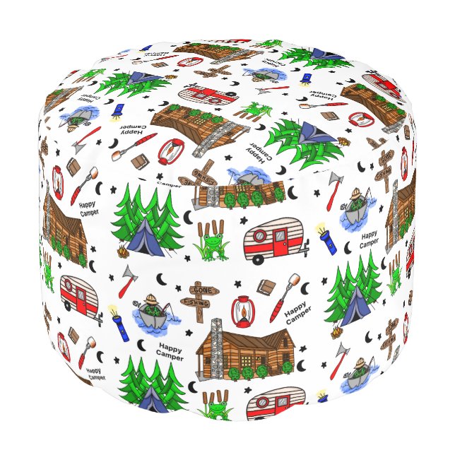 Camping or Midwest Themed  Pouf (Angled Front)