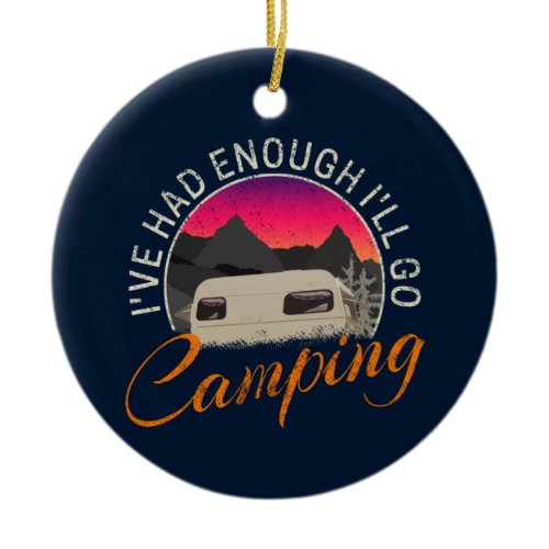 Camping Or Motorhome Vintage Design For Vacation Ceramic Ornament