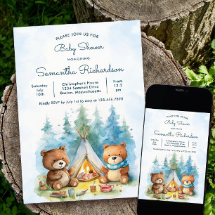 Camping Outdoor Adventure Baby Shower Invitation