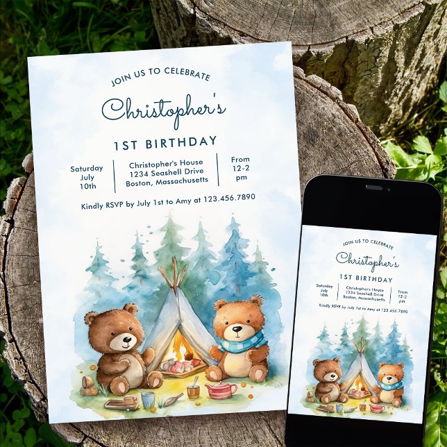 Camping Outdoor Adventure Birthday Party Invitation (Creator Uploaded)