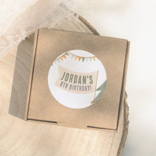 Camping Outdoor Adventure Boy Birthday Party Classic Round Sticker