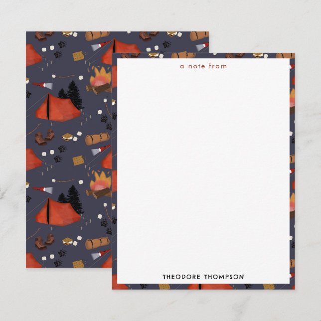 Camping Outdoor Adventure Summer Campfire Kids Note Card (Front/Back)