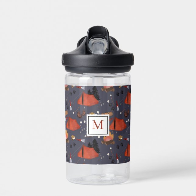 Camping Outdoor Adventure Summer Campfire Kids Water Bottle (Front)