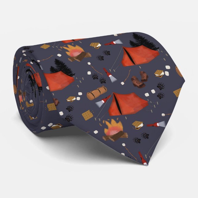 Camping Outdoor Adventure Summer Campfire Neck Tie (Rolled)