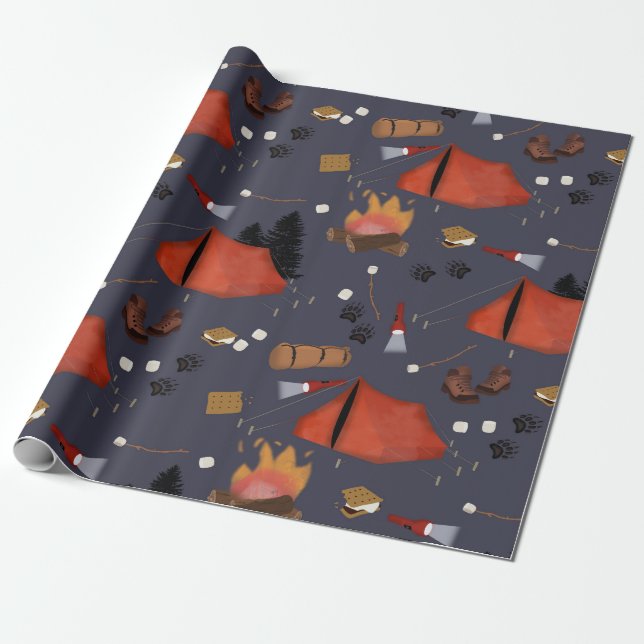 Camping Outdoor Adventure Summer Campfire Wrapping Paper (Unrolled)