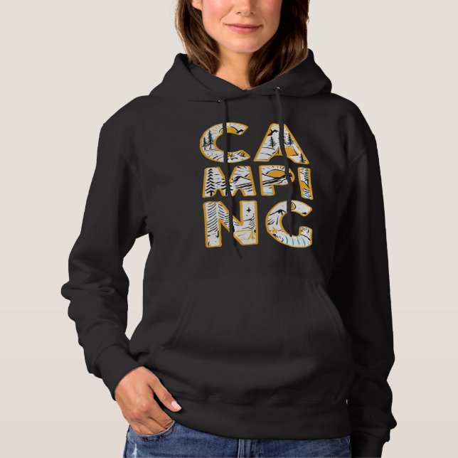Camping outdoor hiking camper cute graphic hoodie (Front)