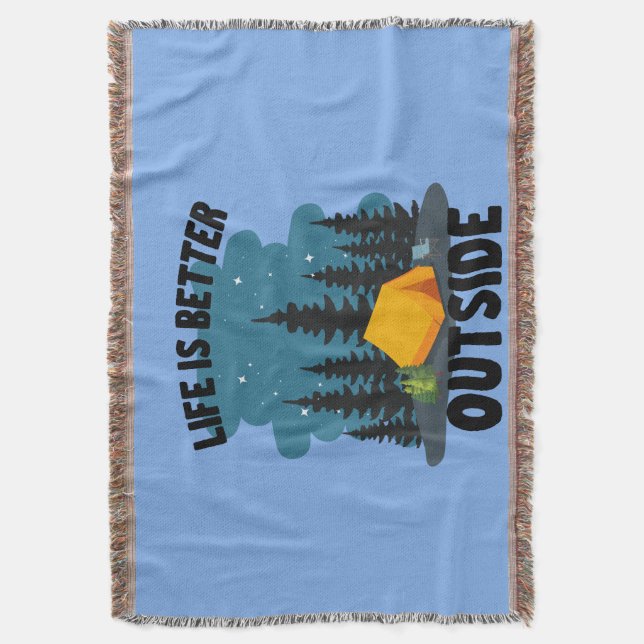 Camping Outdoor Lover Throw Blanket (Front Vertical)