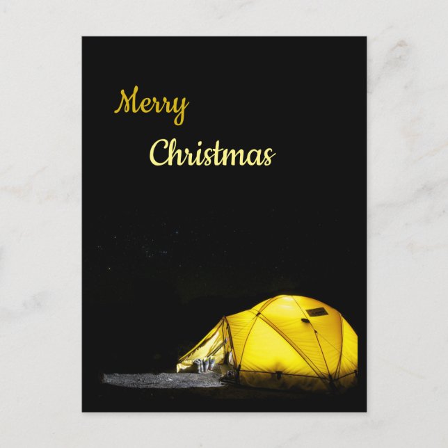 Camping, Outdoors Editable Christmas Postcard (Front)