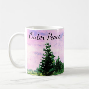 Camping Outdoors Watercolor Woods Sunset Trees Coffee Mug