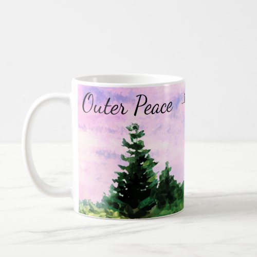 Camping Outdoors Watercolor Woods Sunset Trees Coffee Mug