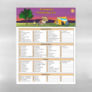 Camping Packing List Magnetic Dry Erase Sheet