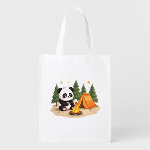 Camping Panda Grocery Bag