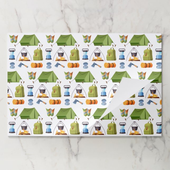 Camping Paper Placemats, Forest Hiking Table Mats (Folded)
