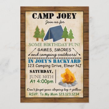 Camping Party Invitation by PixieToesInvitations at Zazzle