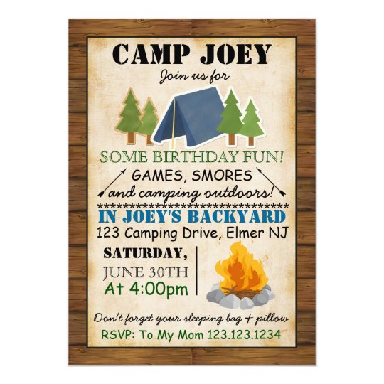 camping party invitation zazzle com