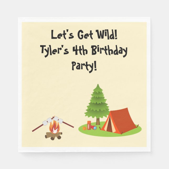 Camping Party Personalized Napkins (Front)