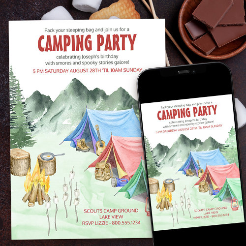 Camping party invite