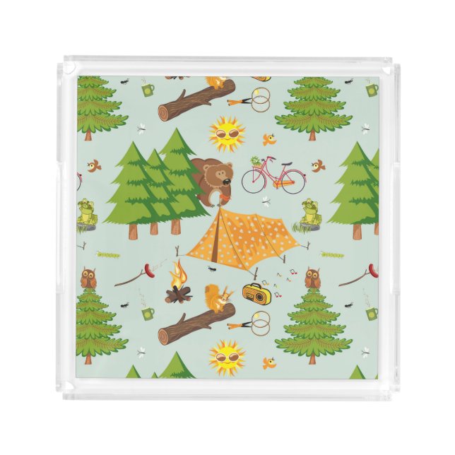 Camping Pattern Acrylic Tray (Front)