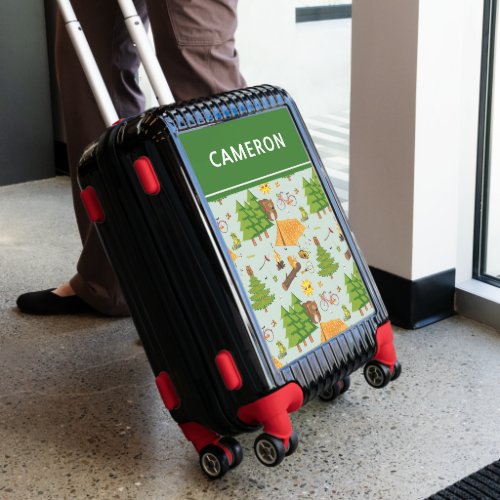 Camping Pattern  Add Your Name Luggage