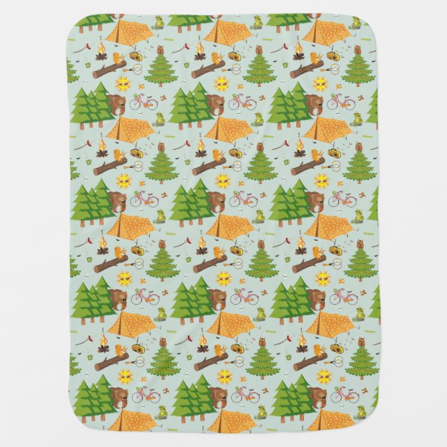 Camping Pattern Baby Blanket (Front)