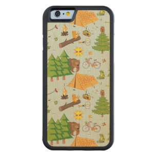 Camping Pattern Carved Maple iPhone 6 Bumper Case