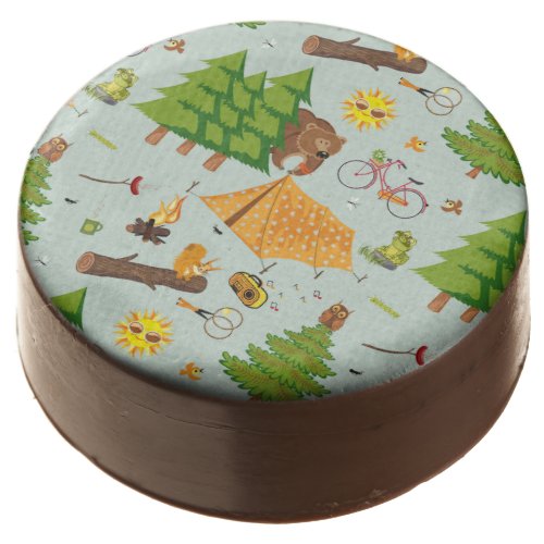 Camping Pattern Chocolate Dipped Oreo