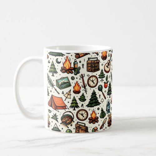 Camping Pattern Coffee Mug