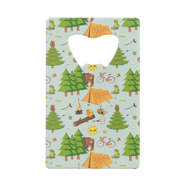 Camping Pattern Credit Card Bottle Opener (Front)