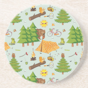 Camping Pattern Drink Coaster