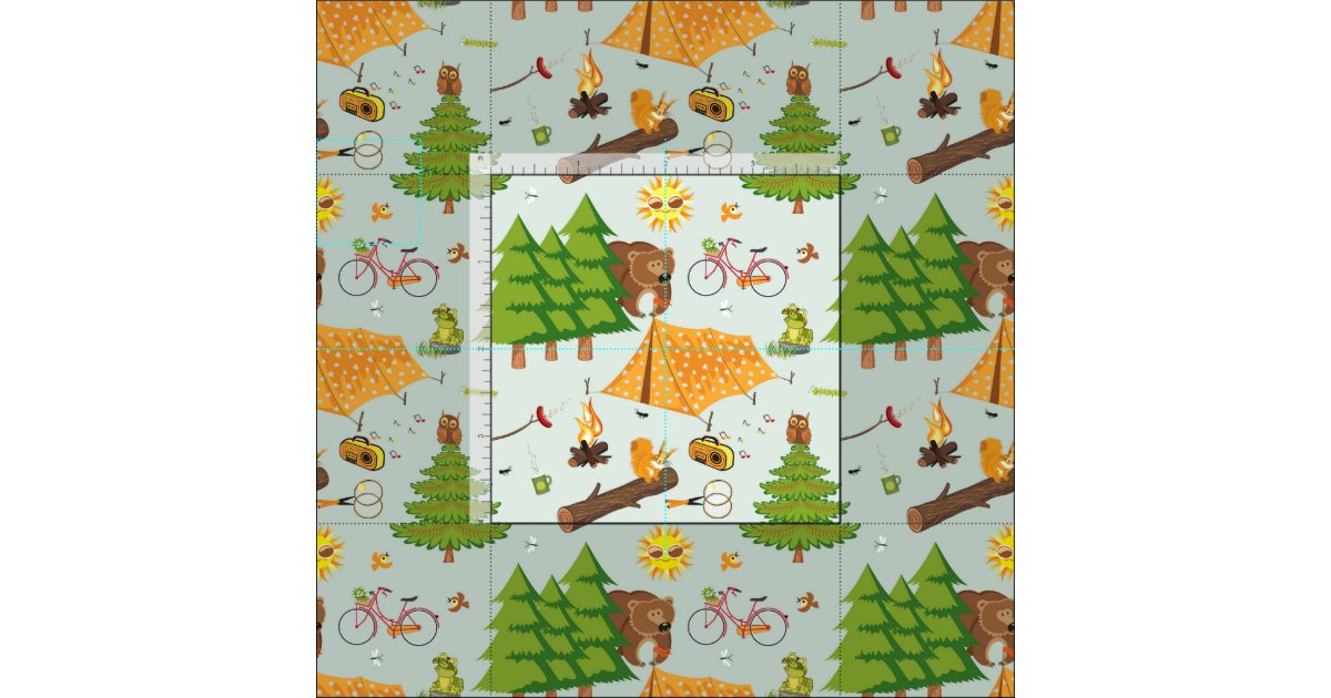 Camping Pattern Fabric | Zazzle