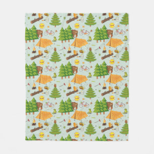 Camping Pattern Fleece Blanket